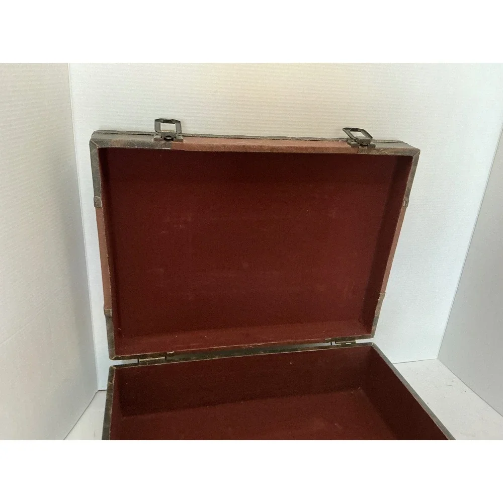 Vintage‎ Style Cafe Storage Trunk Brown Faux Leather Patchwork Box Large
